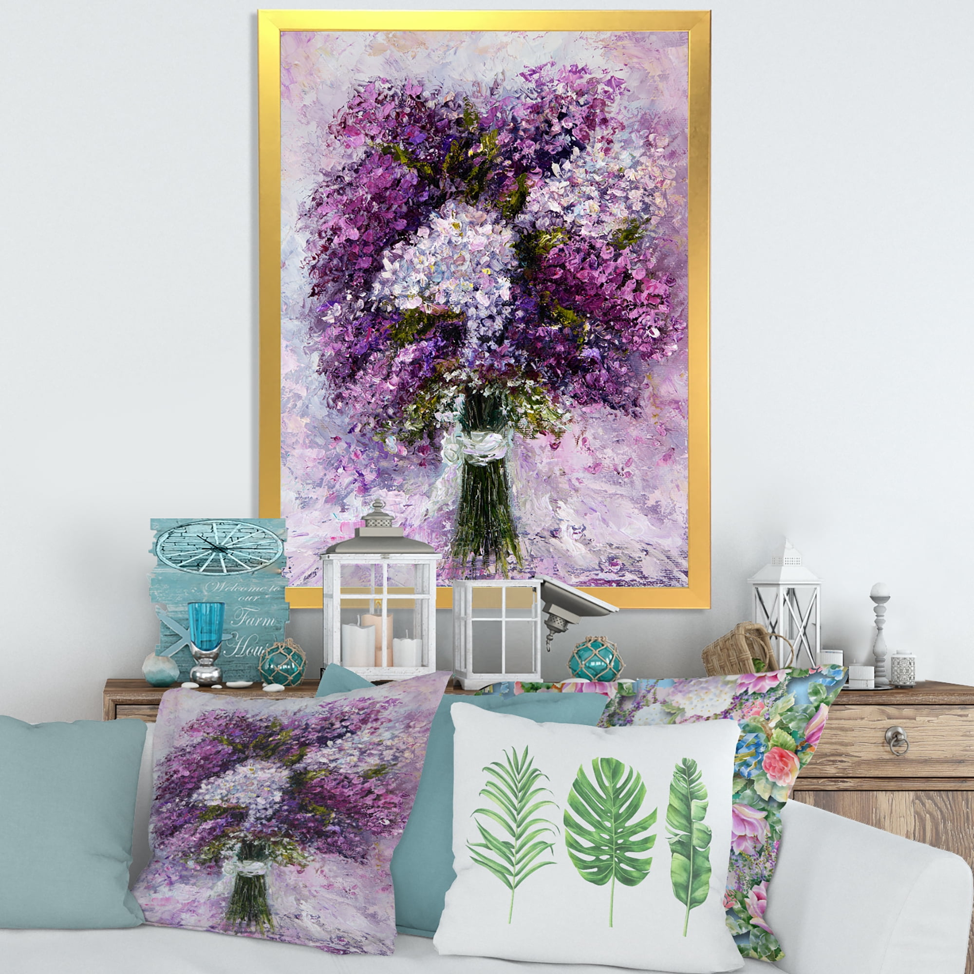 Designart 'Purple Hyacinth Flowers Bouquet' Traditional Framed Art Print
