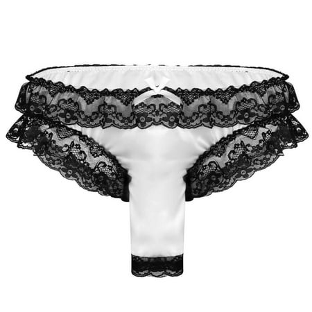 

SENDKEEL Sexy Mens Lace Briefs Open Butt Low G-string Thong Underwear Panties