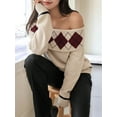 thumbnail image 4 of Women'S Off the Shoulder Sweater Fall Long Sleeve Going Out Y2k Tops Winter Date Night Outfits Khaki S, 4 of 10
