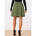 thumbnail image 4 of DARING DIVA Women's A-Line Flared Pleated Midi Denim Skirt XS Army Green, 4 of 6