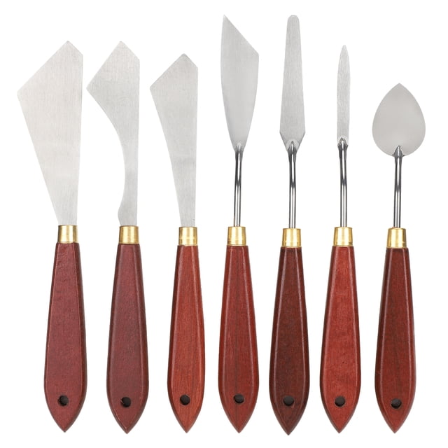 Painting Knife 7 Pieces Set Stainless Steel Palette Knife with Comfortable Handle Colour Mixing Spatula and Scraper for Oil Painting and Acrylic Painting