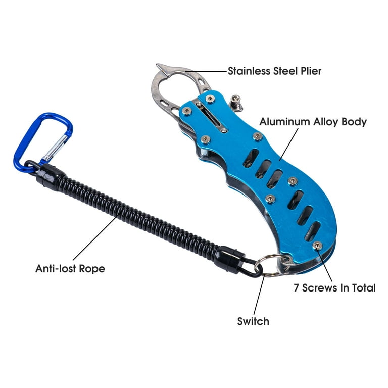 Goture 1pc Blue Plastic Fish Lip Grippers With Hanging Rope Mouth
