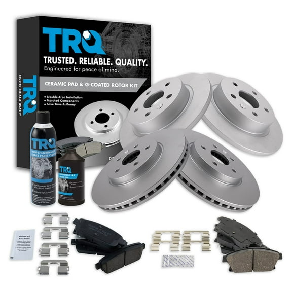 TRQ Front & Rear Ceramic Brake Pad & Coated Rotor Kit w/Chemicals for Encore BKA24964 Fits select: 2013-2017 BUICK ENCORE, 2015-2017 CHEVROLET TRAX