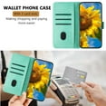 thumbnail image 2 of ELEHOLD Case for Google Pixel 7 Pro, Sunflower Embossed Leather Wallet Case with Magnetic Closure & Kickstand,Green, 2 of 6