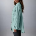 thumbnail image 4 of Aloohaidyvio Women's Oversized Button Down Shirts Office Drop Shoulder Blouse Long Sleeve Knit Dress Shirt with Pockets, 4 of 6