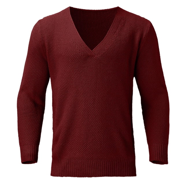 MIASHUI Men's Fall Winter Pullover V-Neck Solid Color Cardigan Knit Shirt Jacket Long Sleeve Comfort Coffee,XXL