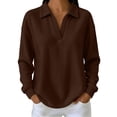 thumbnail image 2 of FAHUOMU Women's Waffle Knit Top Long Sleeve V Neck Shirts Soft Lightweight Collared Outfits Casual Fall Fashion Blouses, 2 of 10