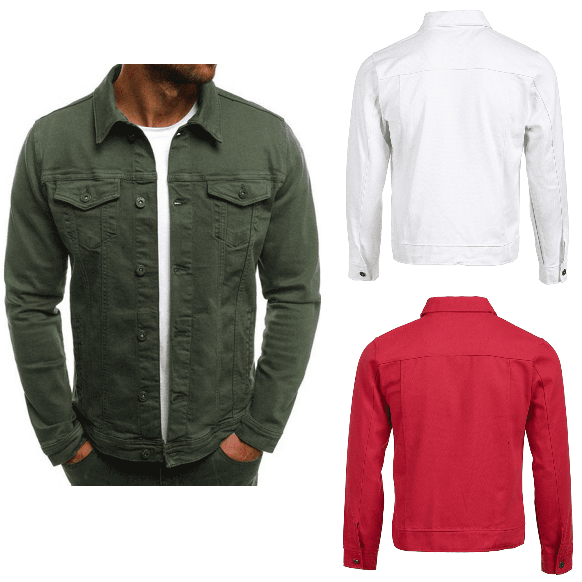 mens casual denim jacket classics slim fit jeans coat men