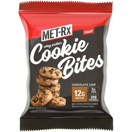 Met-Rx Whey Protein Cookie Bites, Chocolate Chip, 12g Protein, 8 Ct