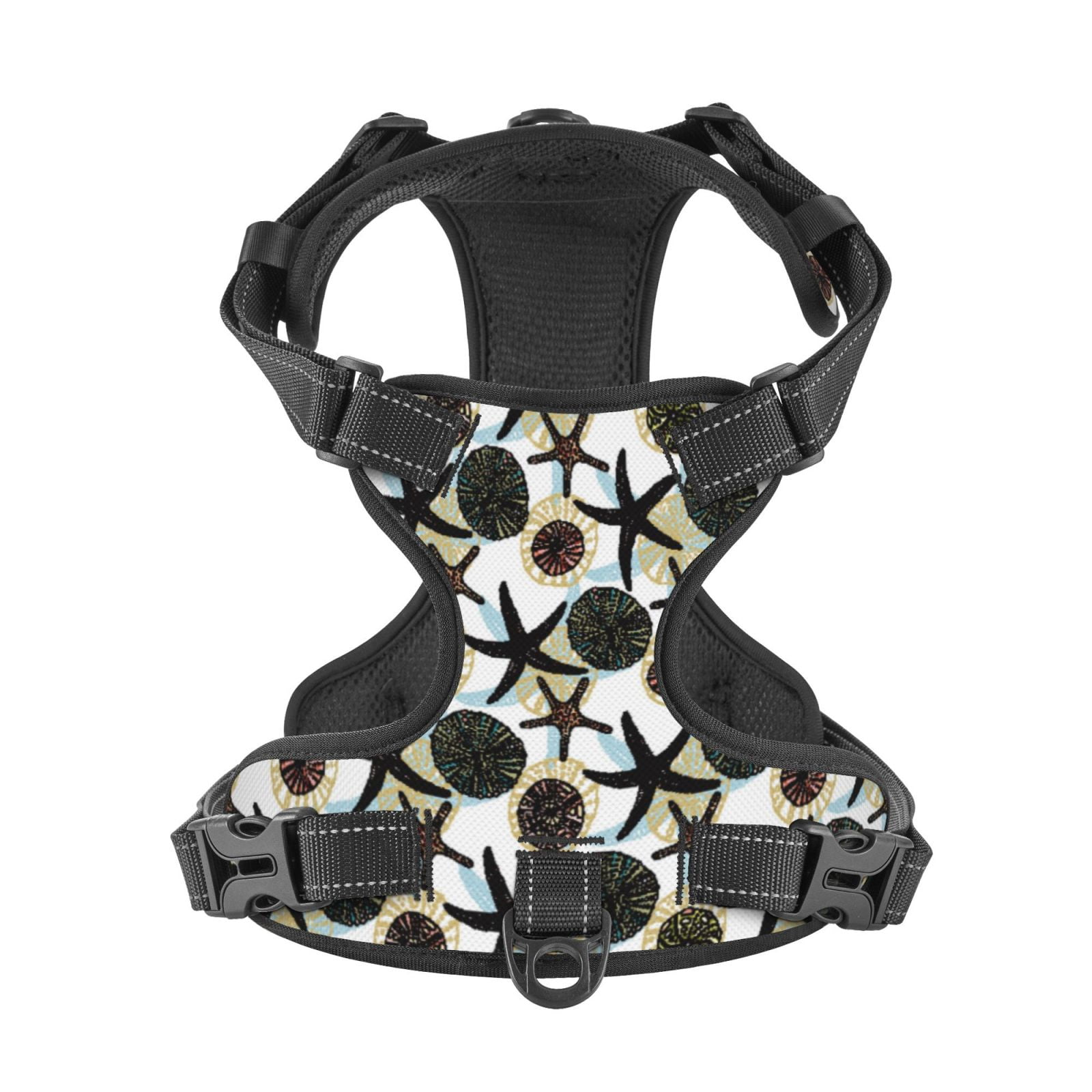 Kdxio Sea ​​Urchin Print No Pull Dog Harness Adjustable Reflective Oxford Easy Control Medium Large Dog Harness for Training and Everyday-Small
