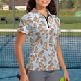 thumbnail image 3 of Whosucclay Quarter Zip Athletic Tops, Groundhog and Rugby Ball Pattern Polyester V Neck Soft V Neck Golf Shirts for Women for Tennis Bowling Outdoor Size Medium, 3 of 10