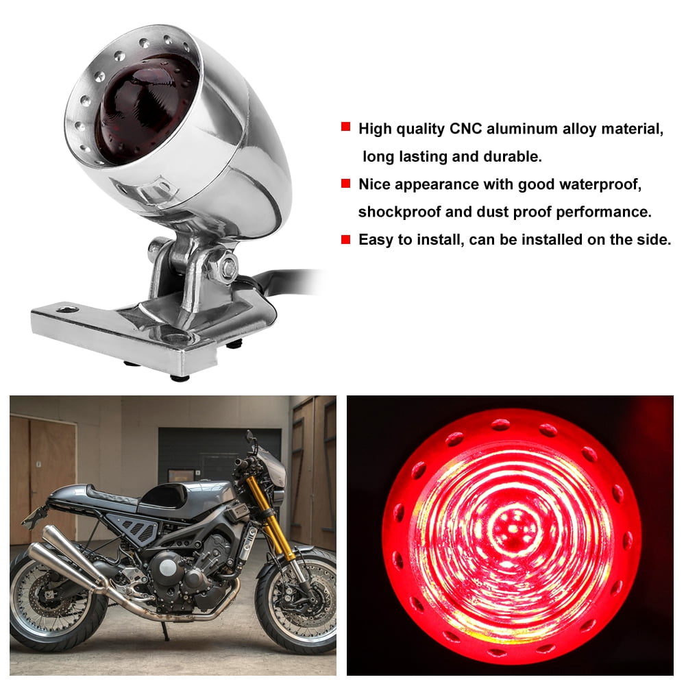Universal Motorcycle Retro Convex Lens LED Taillight Stop Light Brake Light Taillight Assembly 