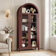 thumbnail image 3 of Lumiparty Arched Kitchen Pantry Cabinet, 5-Tier Storage Cabinet for Kitchen Dining Room, Walnut, 3 of 7