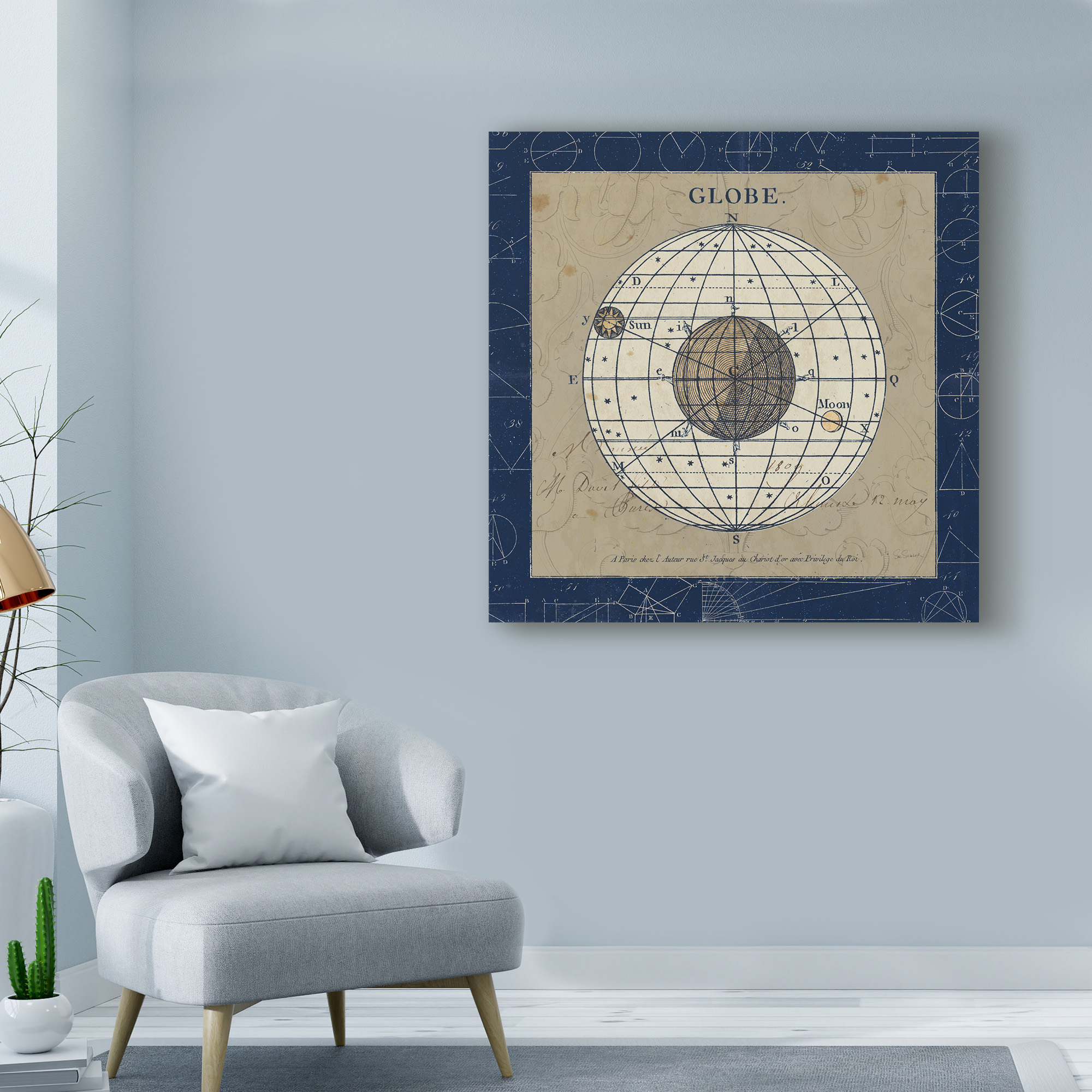 Trademark Fine Art 'Globe Blue' Canvas Art by Sue Schlabach