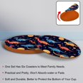 thumbnail image 4 of Dinosaur 6PCS Round Coasters, Microfiber Leather Cup Coasters Set of 6, 11x11 cm/4.3x4.3 in Drink Coasters for Home Decor, 4 of 6