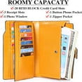 thumbnail image 3 of Leather Women's Wallets,Multi-Function Slim Bifold Zipper Clutch Purse,Large Capacity Card Holder with RFID/Yellow, 3 of 7