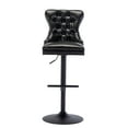 thumbnail image 4 of Guyou Modern PU Leather Swivel Bar Stools Set Of 2, Adjustable Upholstered Bar Stools with Button Tufted and Nailhead Decoration, Black, 4 of 13