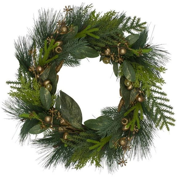 20 in. Leaves Berry & Cedar Artificial Christmas Wreath