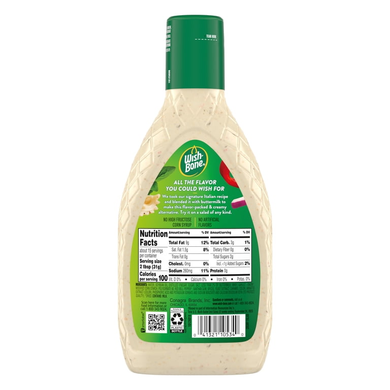 Wish-Bone Creamy Italian Salad Dressing, 15 fl oz with bold flavor - Walmart.com Wish-Bone Creamy Italian Salad Dressing, 15 fl oz with bold flavor - Walmart.com