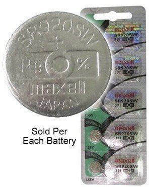 Maxell Hologram SR920SW (371) 1.55 Volt Silver Oxide Watch Battery, On Tear Strip (Pack of 5)