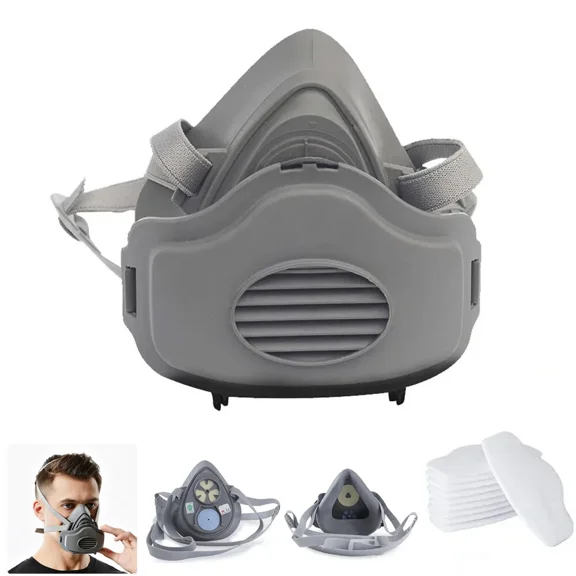 3 In 1 Safety Mask Respirator Half Face Protect Painting Spray W/ Cotton Filter