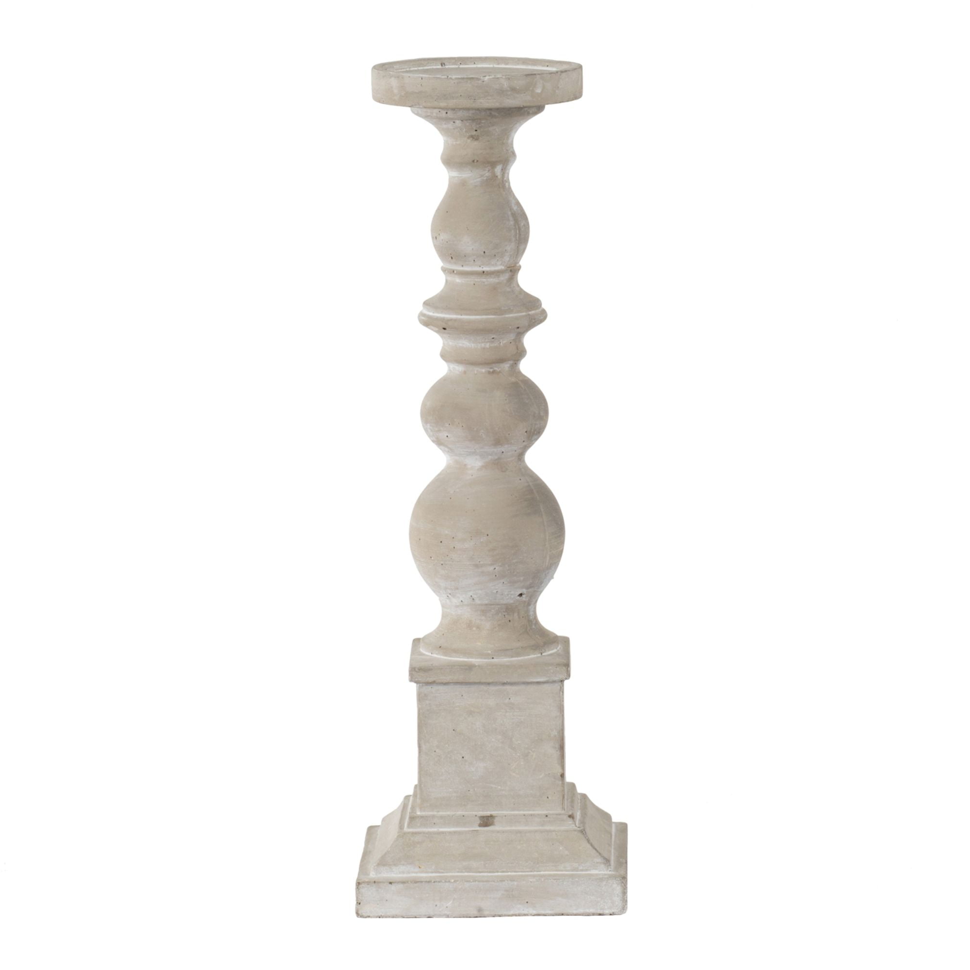 20" Gray and White Traditional Tall Candle Holder