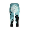 thumbnail image 3 of Hvot&aat Women's Summer High Waisted Printing Capris Matching Slim Fitting Yoga Gym Pants, 3 of 4