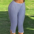 thumbnail image 4 of MLQIDK Pedal Pushers for Women Dressy Casual Plaid Capri Pants Knee Length Elastic Waist Plus Size Capris Trendy Summer Plaid Capri Pants with Pockets Blue L, 4 of 6