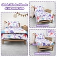 thumbnail image 6 of Beavtaens 4 Piece Toddler Bedding Set, Breathable and Soft Baby Sheet Set, Includes Quilted Comforter, Flat Sheet, Fitted Sheet and Pillowcase for Girls (Purple Dinosaur), 6 of 8