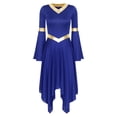thumbnail image 3 of Haitryli Women Flared Sleeve Lyrical Liturgical Dance Dress Worship Costume Blue XXL, 3 of 7