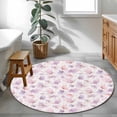 thumbnail image 4 of Round Rug 3ft Area Rug, Spring Watercolor Butterfly on White Area Rugs for Living Room Bedroom, Pink Purple Insects Floor Mat Non-Slip Non-Shedding Carpet Indoor Accent Rugs, 4 of 9