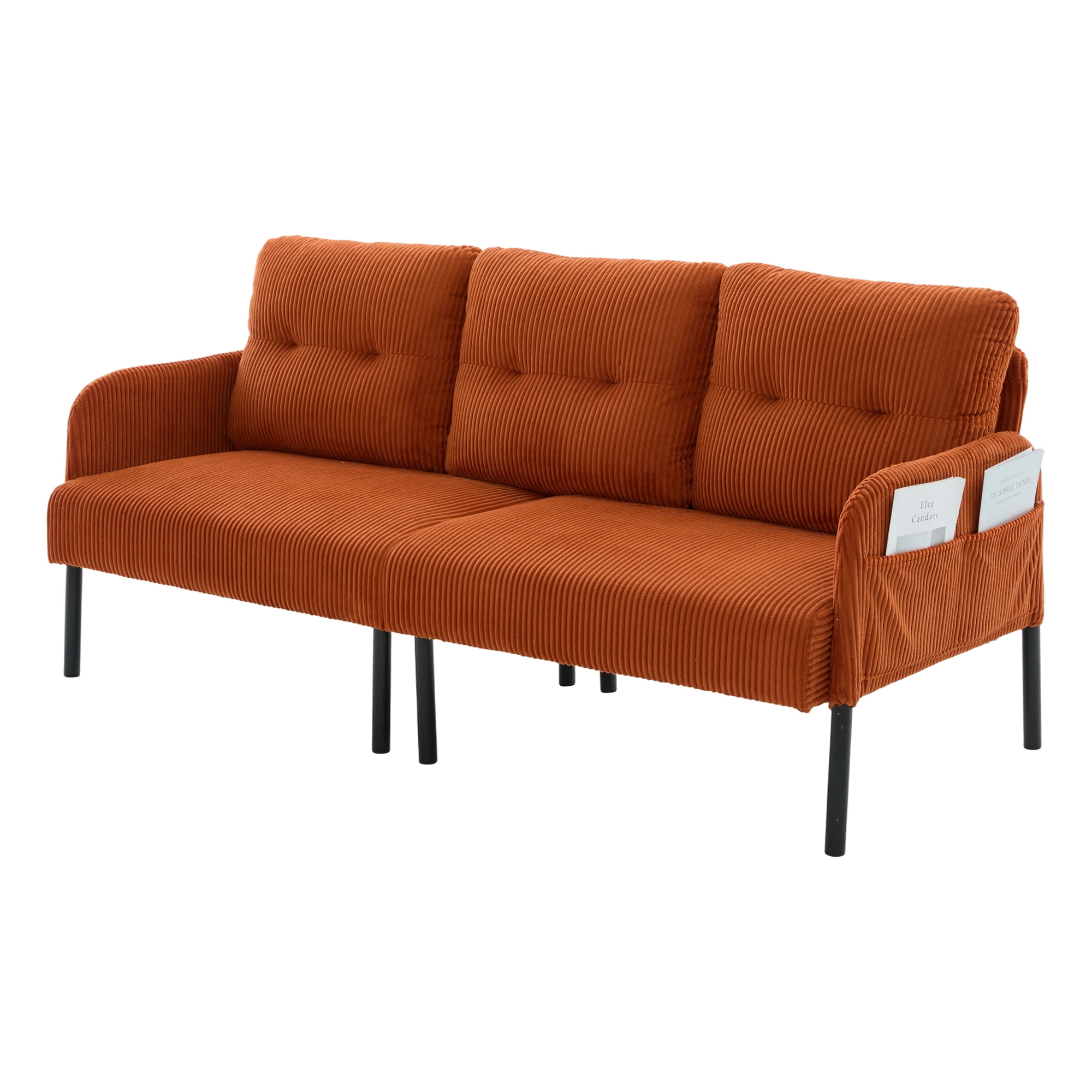 Jopath Oversized Loveseat, Double-Seater Sofa Cozy Bedroom Sofa with Metal Legs and Side Pockets for Living Room Bedroom Dorm Apartment Orange