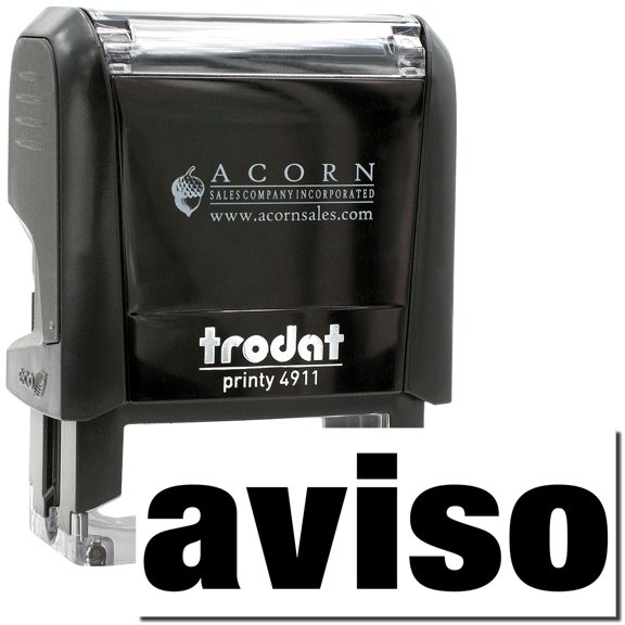 Self-Inking Aviso Stamp, Trodat Printy 4911, Press and Print Stamping, Impression Size 5/8" x 1-1/2", Up to 10,000 Impressions - Black Ink