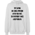 thumbnail image 2 of OXI Hoodie Sweatshirt - Do I Smell Popcorn, Basic Casual Hoodie for Men's and Women Fleece Hoodie Long Sleeve - White X-Large, 2 of 3