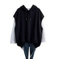 thumbnail image 4 of zaveiop Women's Clearance Sales Spring and Summer Models Loose Medium-Length SleeveLess Jacket Hooded Waistcoat Sweater (Black, XL), 4 of 4