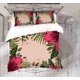 thumbnail image 1 of 3D Tropical Rojo Floral Hojas Funda de edredón Juego de Ropa de Cama Funda Nórdica, 1 of 3