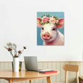 thumbnail image 2 of ONETECH Pink Pig Wall Art Print Funny Animal Prints with Flowers Pig Pictures Canvas Wall Decor Cute Piggy Headband Floral Canvas Bedroom Nursery Decoration Artwork for Living Room Framed 16\x20\, 2 of 4