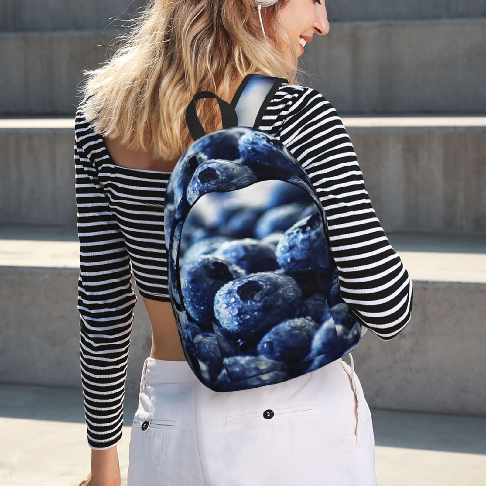 Defioc Blueberry for Canvas Backpack,Travel Rucksack Unisex Knapsack Laptop Backpack for Work & College -Small