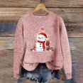 thumbnail image 4 of WEAIXIMIUNG Sweatshirts pour Femmes Col Rond Mode Automne/hiver Pull Extérieur Col Rond Imprimé de Noël Pull à Capuche Tricoté Grossier, 4 of 5
