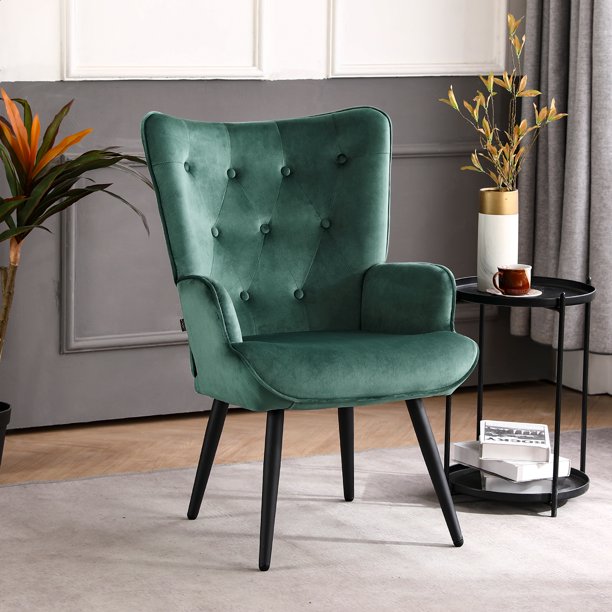 Furniliving Modern Accent Chair Upholstered Velvet Tufted Button
