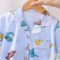 thumbnail image 4 of YDFCWXW Toddler Button Up Pajamas Summer Pjs Girls Boys 1-12 Years (Sky Blue, 3-4 Years), 4 of 4