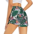 thumbnail image 2 of Uemuo Tropical Leaves Pattern Women's Athletic Shorts High Waisted Running Shorts with Liner Pockets Gym Elastic Workout Shorts-Medium, 2 of 9