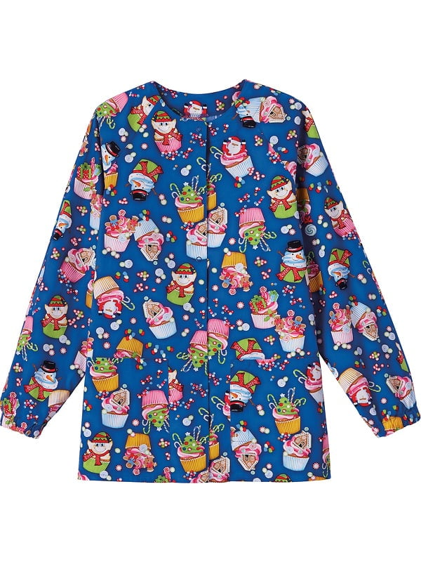 Download Bio - Bio Women's Snap Front Warm Up Winter Cupcake Print Scrub Jacket - Walmart.com - Walmart.com