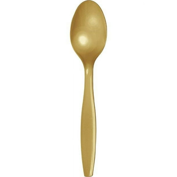 Touch of Color Premium Plastic Spoons, Glittering Gold, 24 Ct
