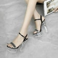 thumbnail image 3 of Women's Shoes Fashion High Heel Rhinestone Pearl Transparent Crystal Chunky Heel Sandals 10365 Series 14cm Heel 4cm Platform LFD, 3 of 6