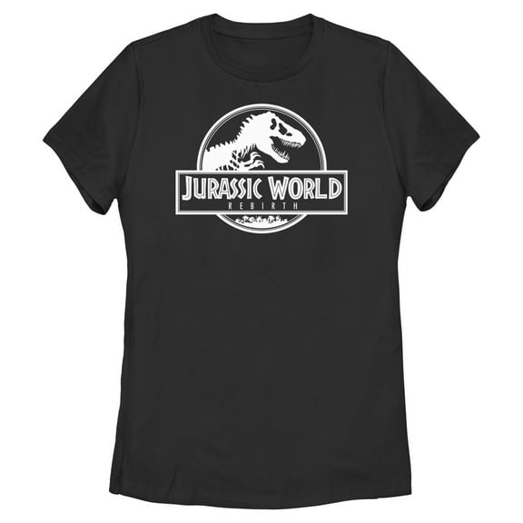 Women's Jurassic World: Rebirth Black and White Movie Logo Graphic T-Shirt