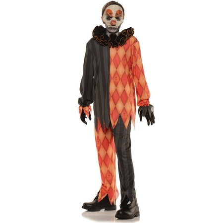 Evil Creepy Clown Boys Orange Black Scary Jester Halloween