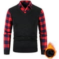 thumbnail image 2 of Gaexia Chemise Gainante pour Homme Automne Hiver Affaires Décontractée Deux Cols Confortable Extensible (L, Noir), 2 of 4