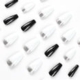 thumbnail image 3 of Fofosbeauty 24 pcs Fake Nails, Press On Nails Designs 2023, Short Coffin B&W Sliver Light, 3 of 9