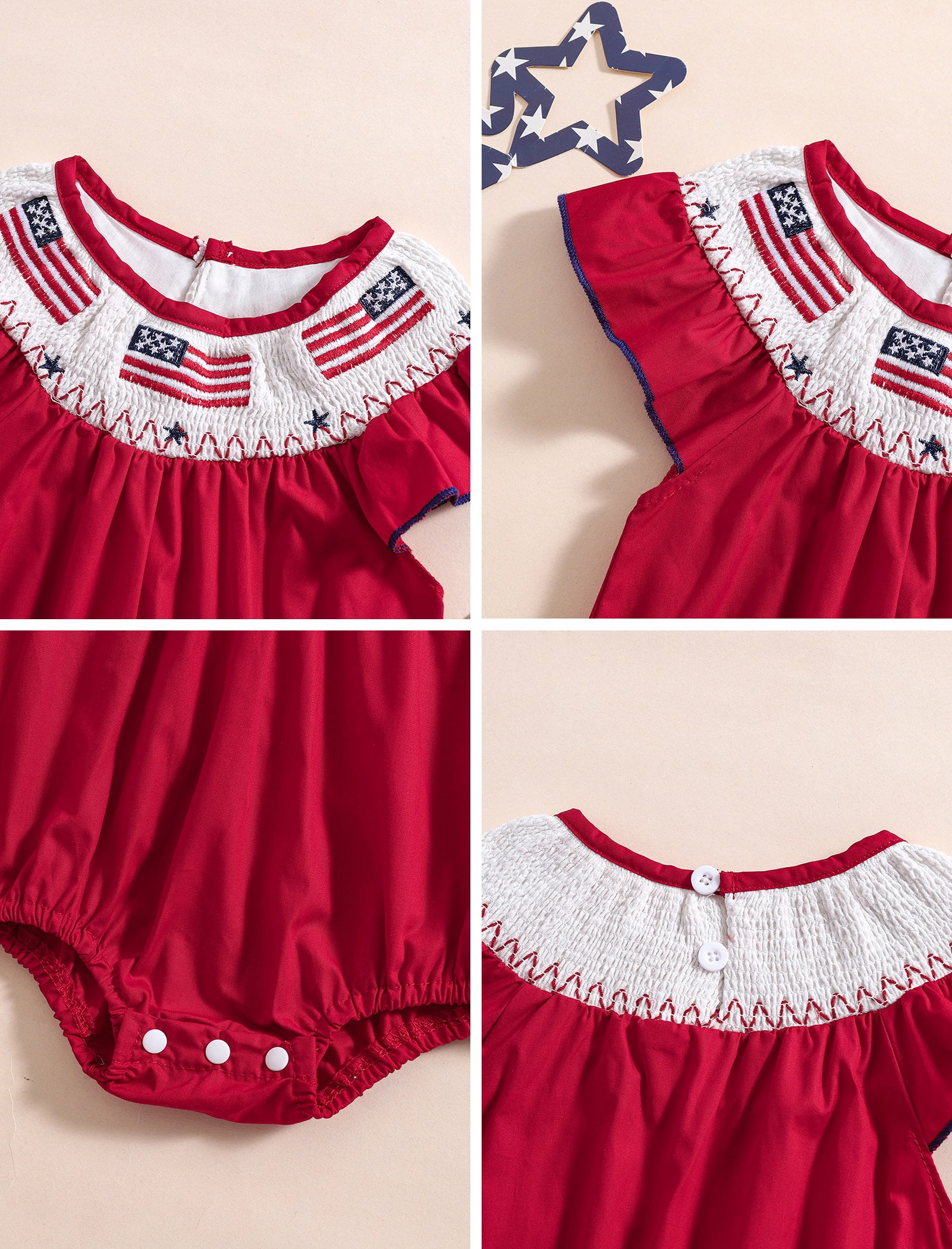 OBEEII Romper for Baby Boys Girls Chic Dressy Summer Outfits Red Cake Smash Party Casual Girls Clothes